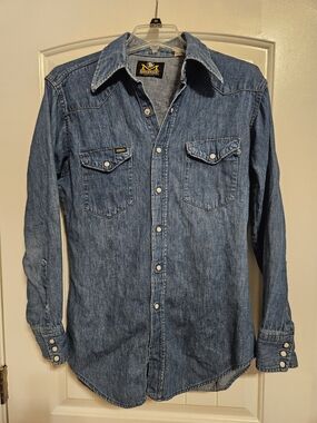 VINTAGE 70s Maverick Blue Bell Denim Cowboy/Cowgirl Western Shirt W/ Pearl Snaps